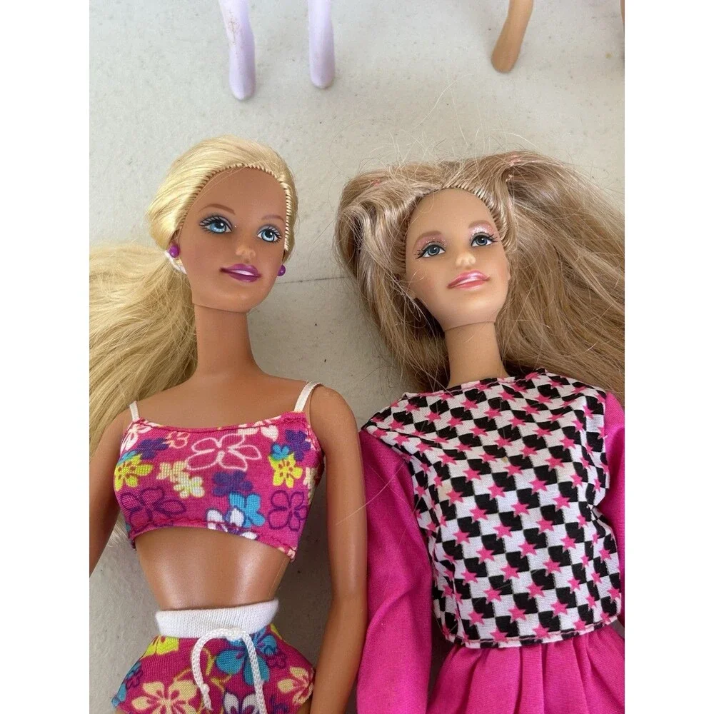 Mattel Barbie Lot of 10 Dressed Fashion Dolls Colorful 80s 90s Style Clothes